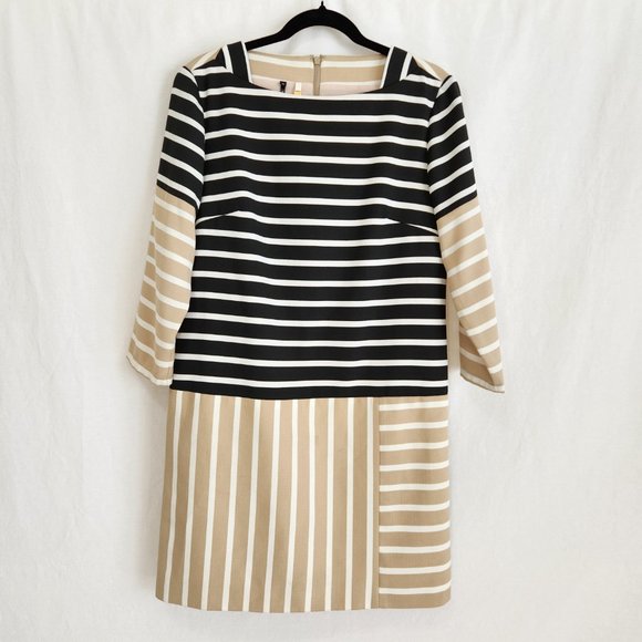 Anthropologie Dresses & Skirts - ANTHROPOLOGIE 4C Collective Striped Black/Tan/White Tunic Dress Size 10 LIKE NEW